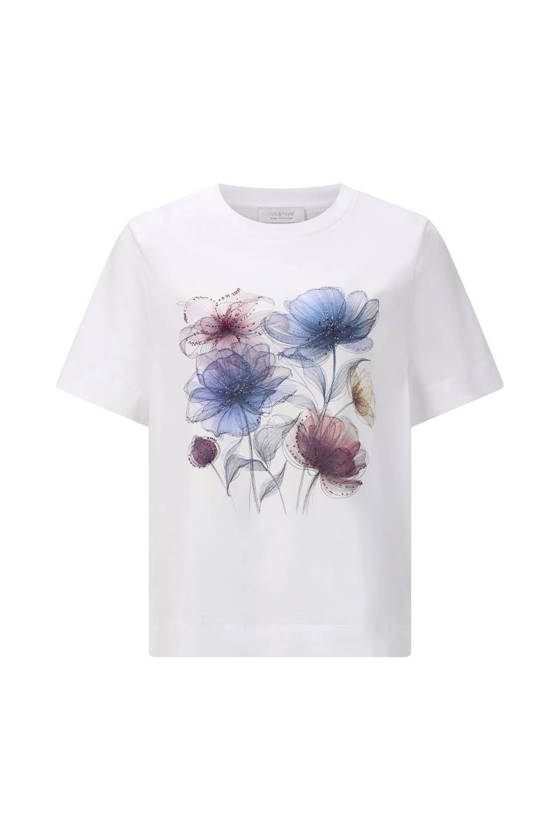 Rich & Royal - Easy Fit T-Shirt Flowers white - Gr. - XS von Rich & Royal