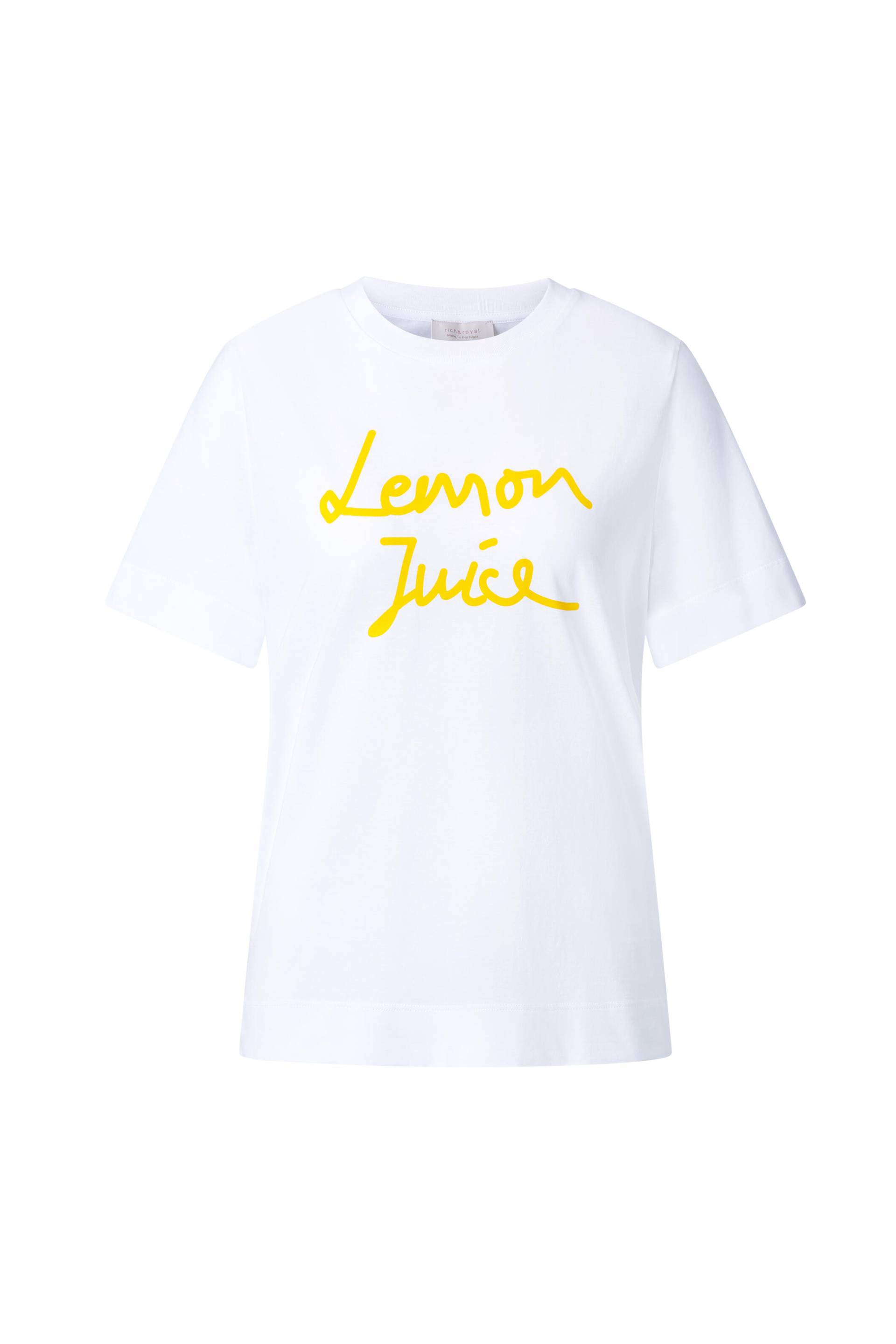 Rich & Royal - Easy Fit T-Shirt Lemon Juice + Back Print white - Gr. - M von Rich & Royal