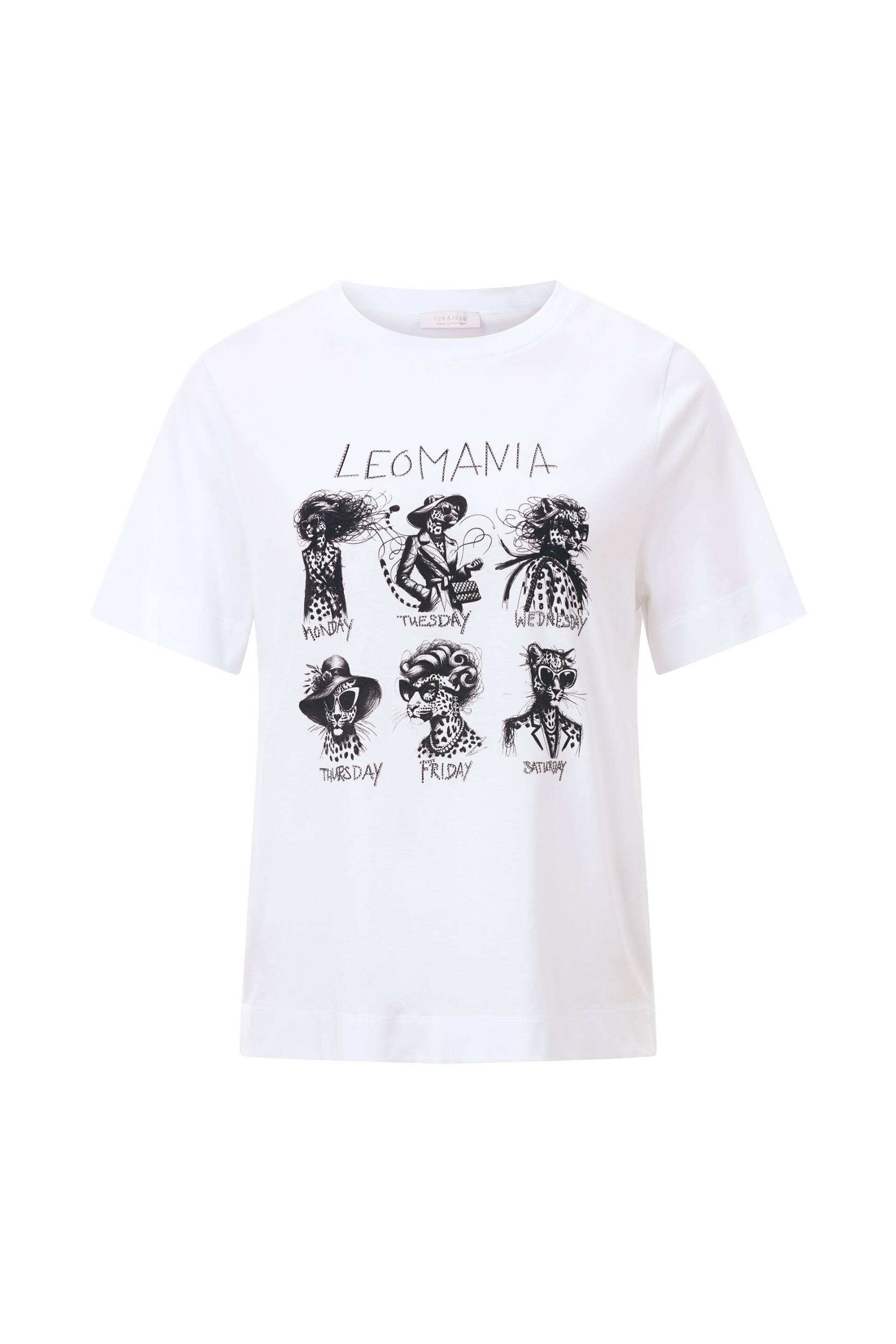 Rich & Royal - Easy Fit T-Shirt Leomania Organic white - Gr. - S von Rich & Royal
