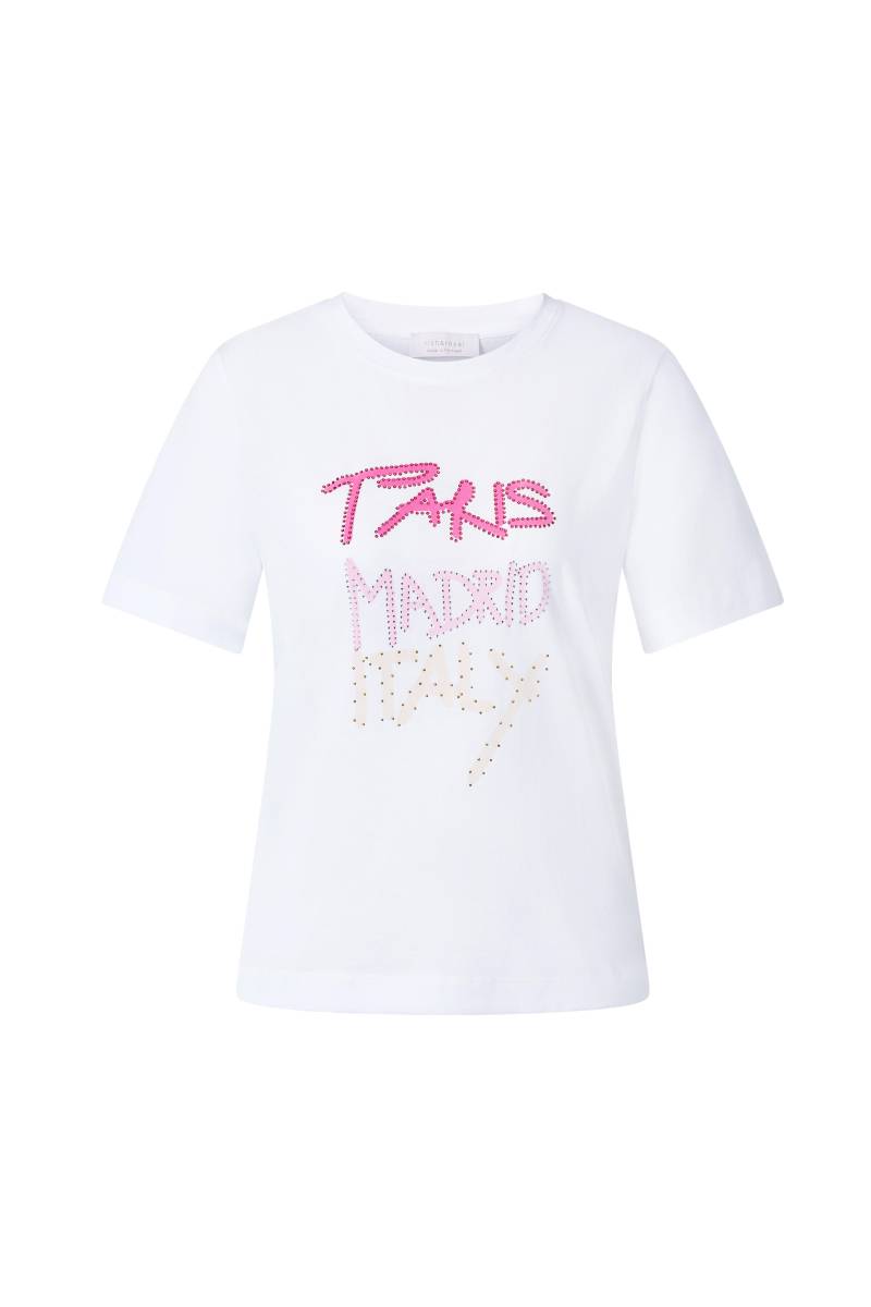 Rich & Royal - Elegant Fit T-Shirt Paris Madrid Italy white - Gr. - L von Rich & Royal