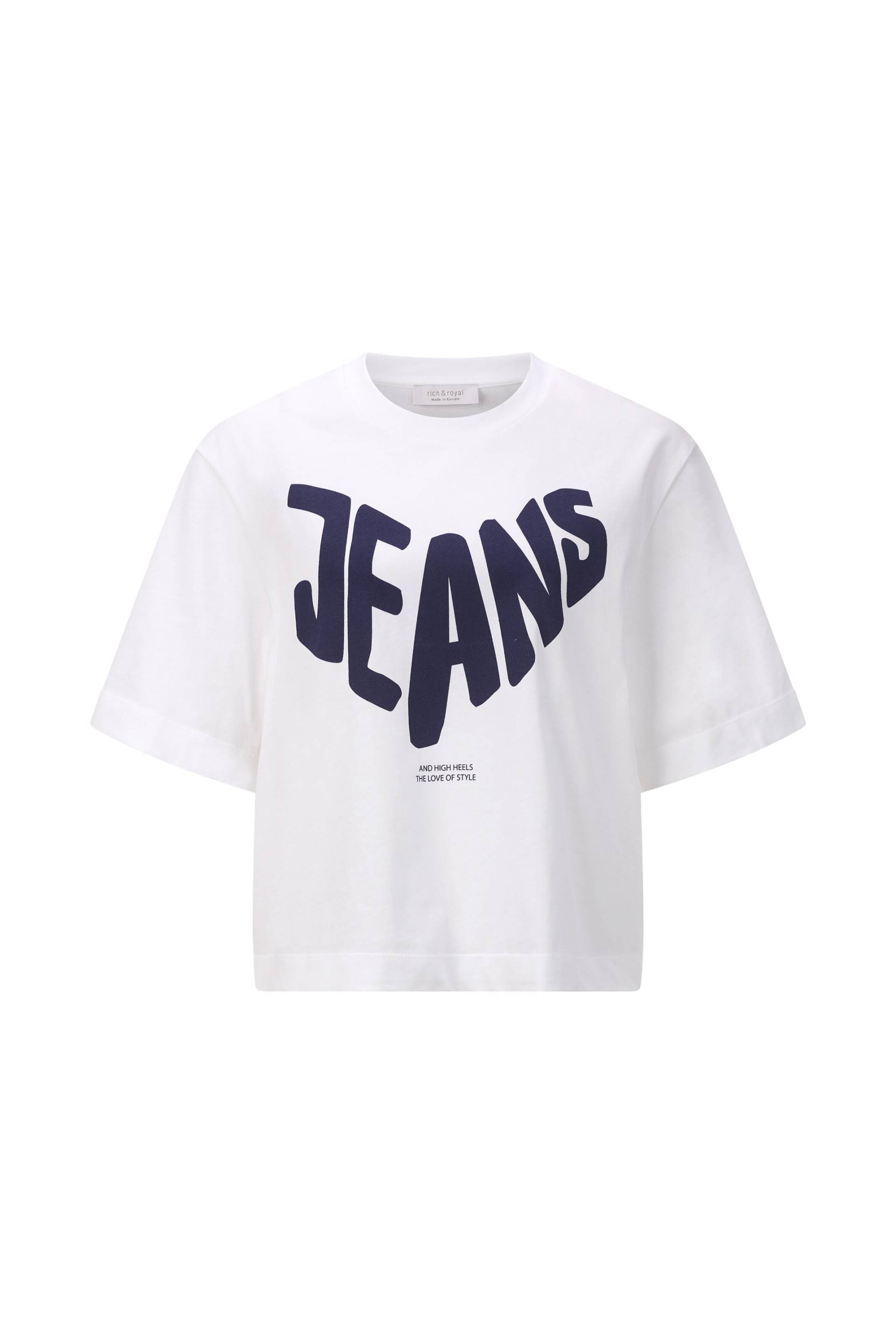 Rich & Royal - Gentle Fit T-Shirt with Jeans Print white - Gr. - M von Rich & Royal