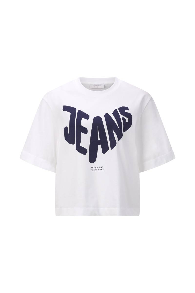 Rich & Royal - Gentle Fit T-Shirt with Jeans Print white - Gr. - S von Rich & Royal