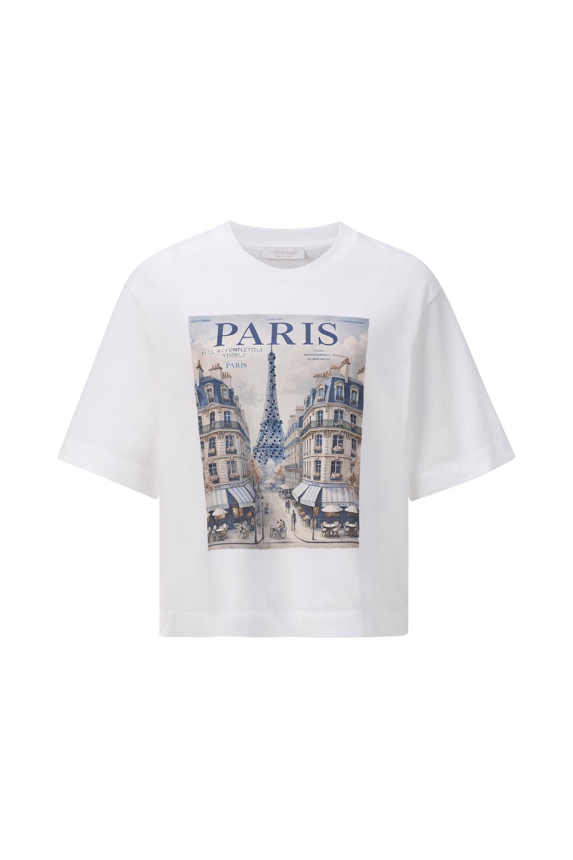 Rich & Royal - Gentle Fit T-Shirt with Jeans Print white - Gr. - S von Rich & Royal