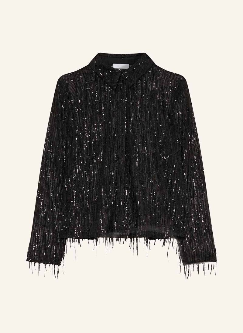 Rich & Royal Hemdbluse Aus Mesh Mit Pailletten schwarz von Rich & Royal