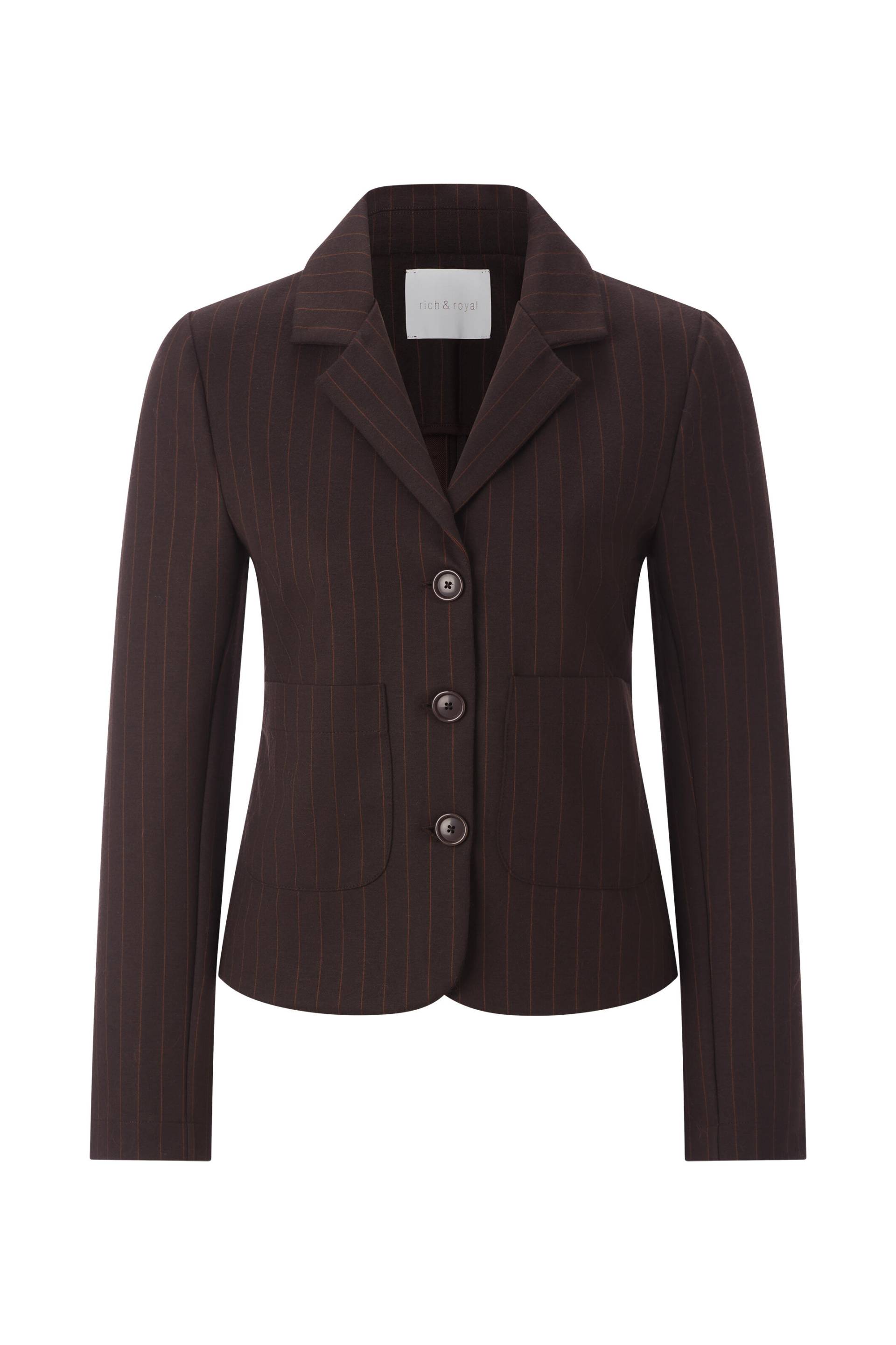 Rich & Royal - Jacquard Pinstripe Blazer dark chocolate - Gr. - L von Rich & Royal