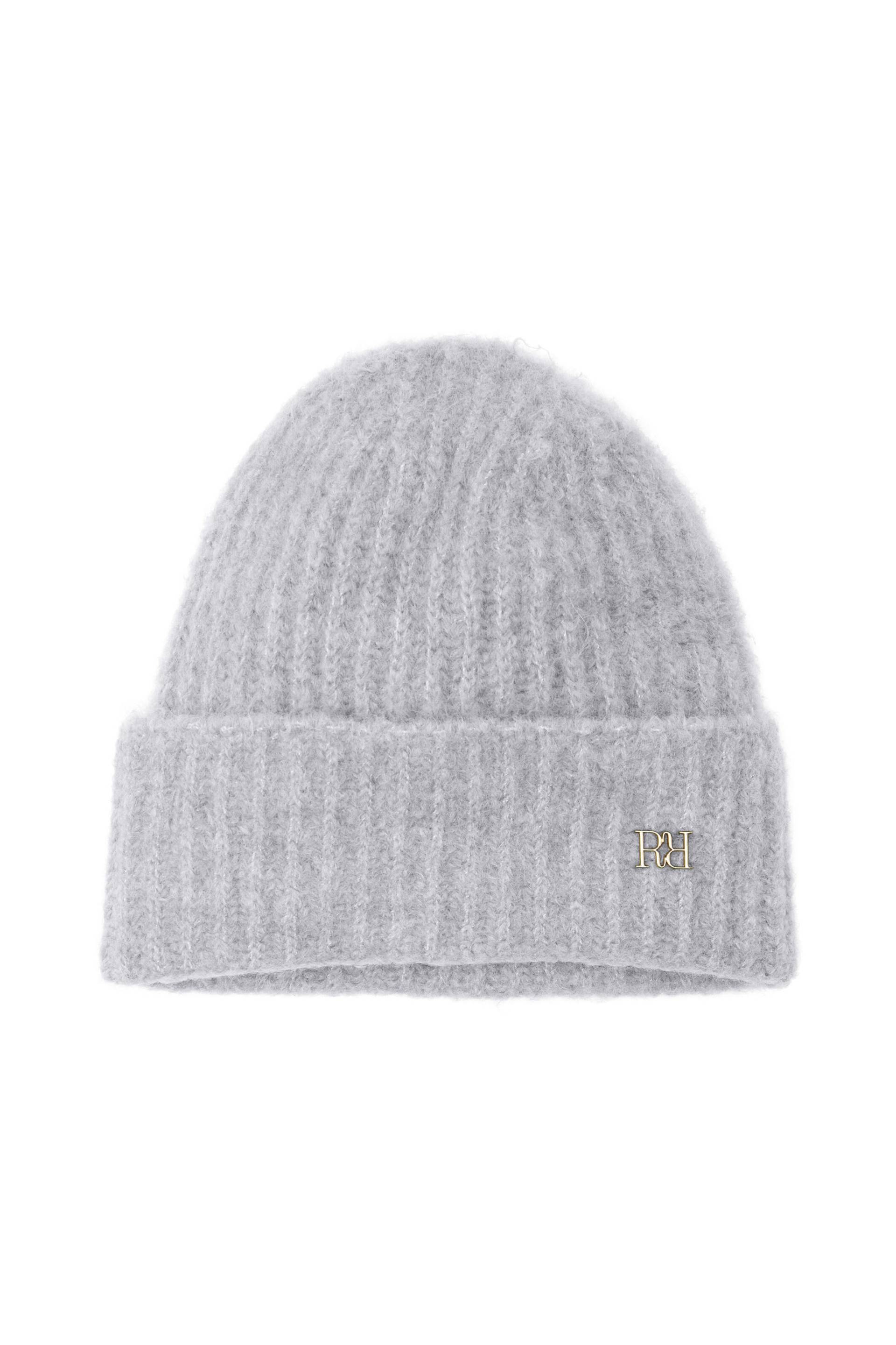 Rich & Royal - Knitted Logo Beanie grey melangé - Gr. - 1 von Rich & Royal