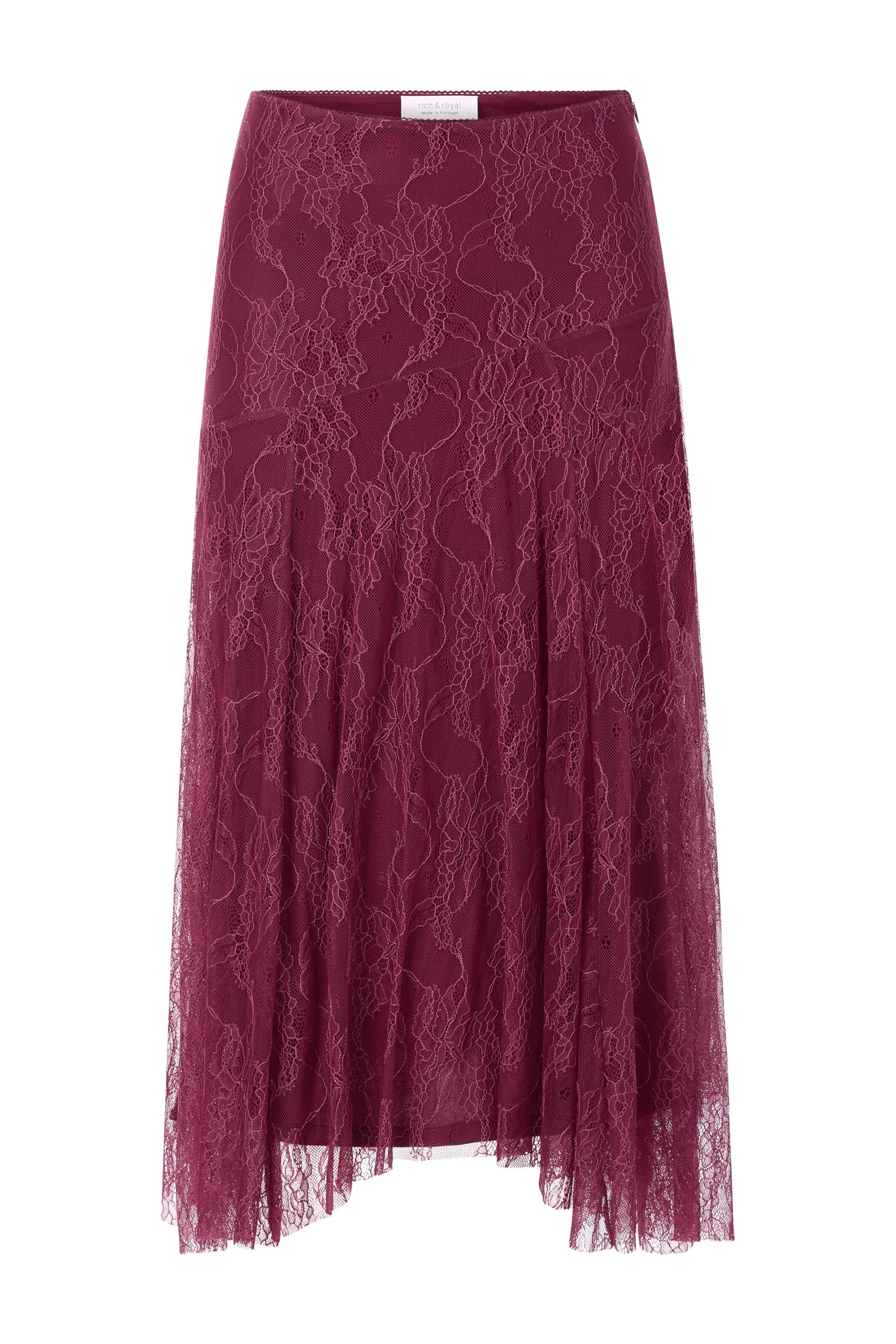 Rich & Royal - Lace Midi Skirt ruby glow - Gr. - XS von Rich & Royal