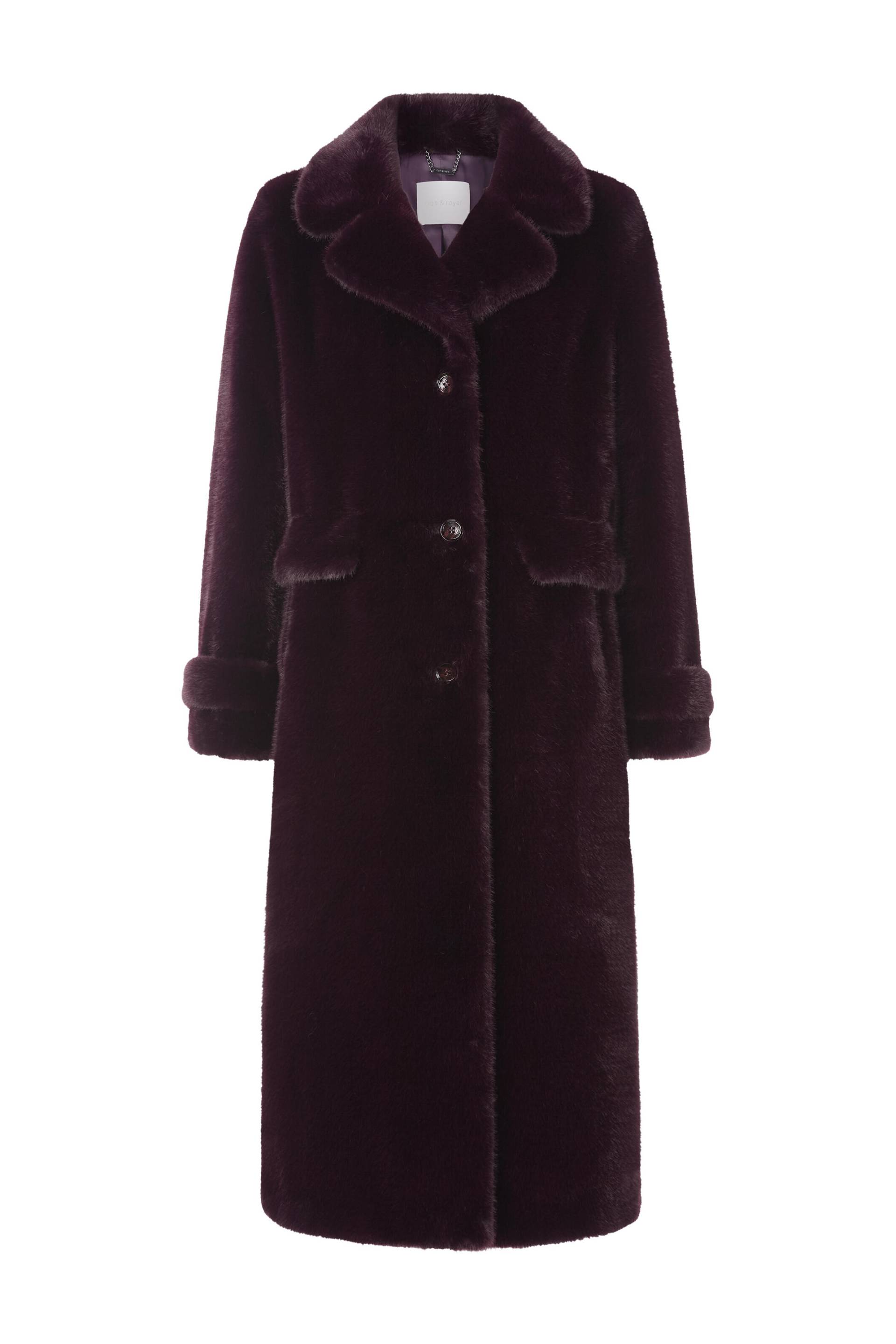 Rich & Royal - Long Faux Fur Coat ruby glow - Gr. - 42 von Rich & Royal