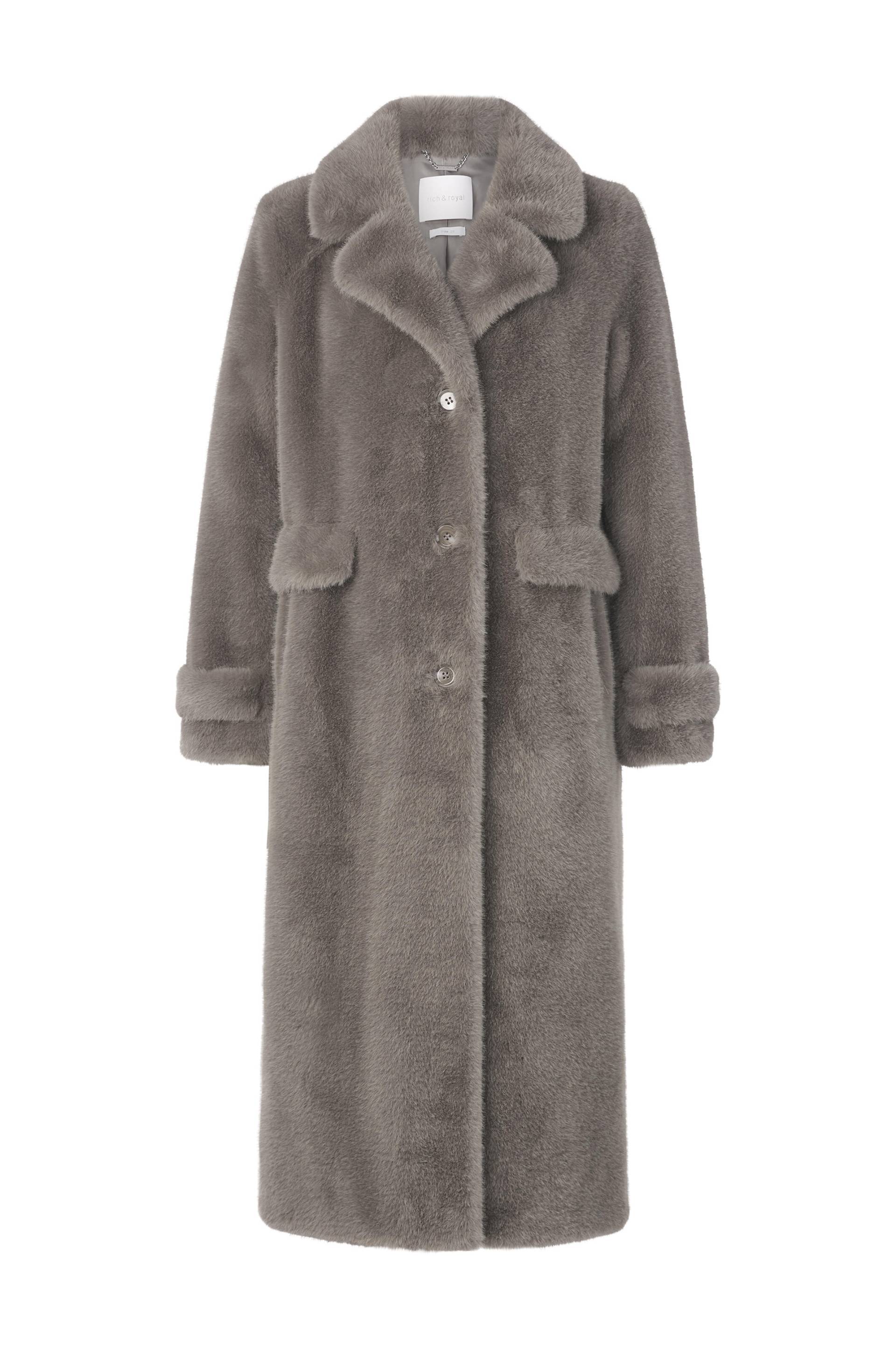 Rich & Royal - Long Faux Fur Coat silver mist - Gr. - 38 von Rich & Royal