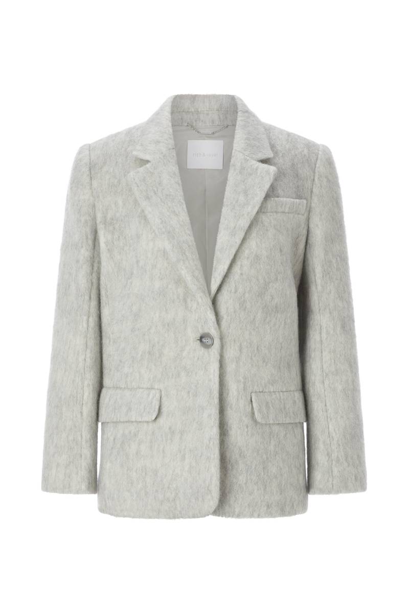 Rich & Royal - Long Hair Wool Blazer Single Breasted silver mist - Gr. - 40 von Rich & Royal
