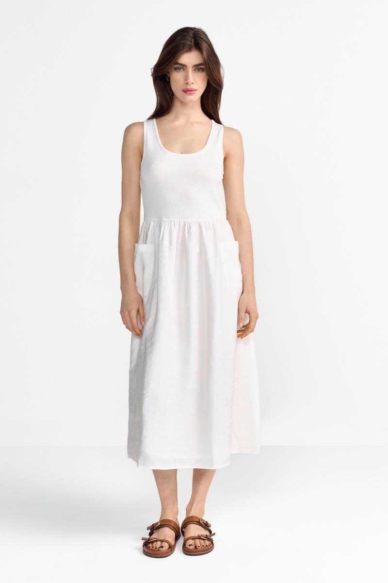 Rich & Royal - MatMix Dress with Volant Sleeves pearl white - Gr. - S von Rich & Royal