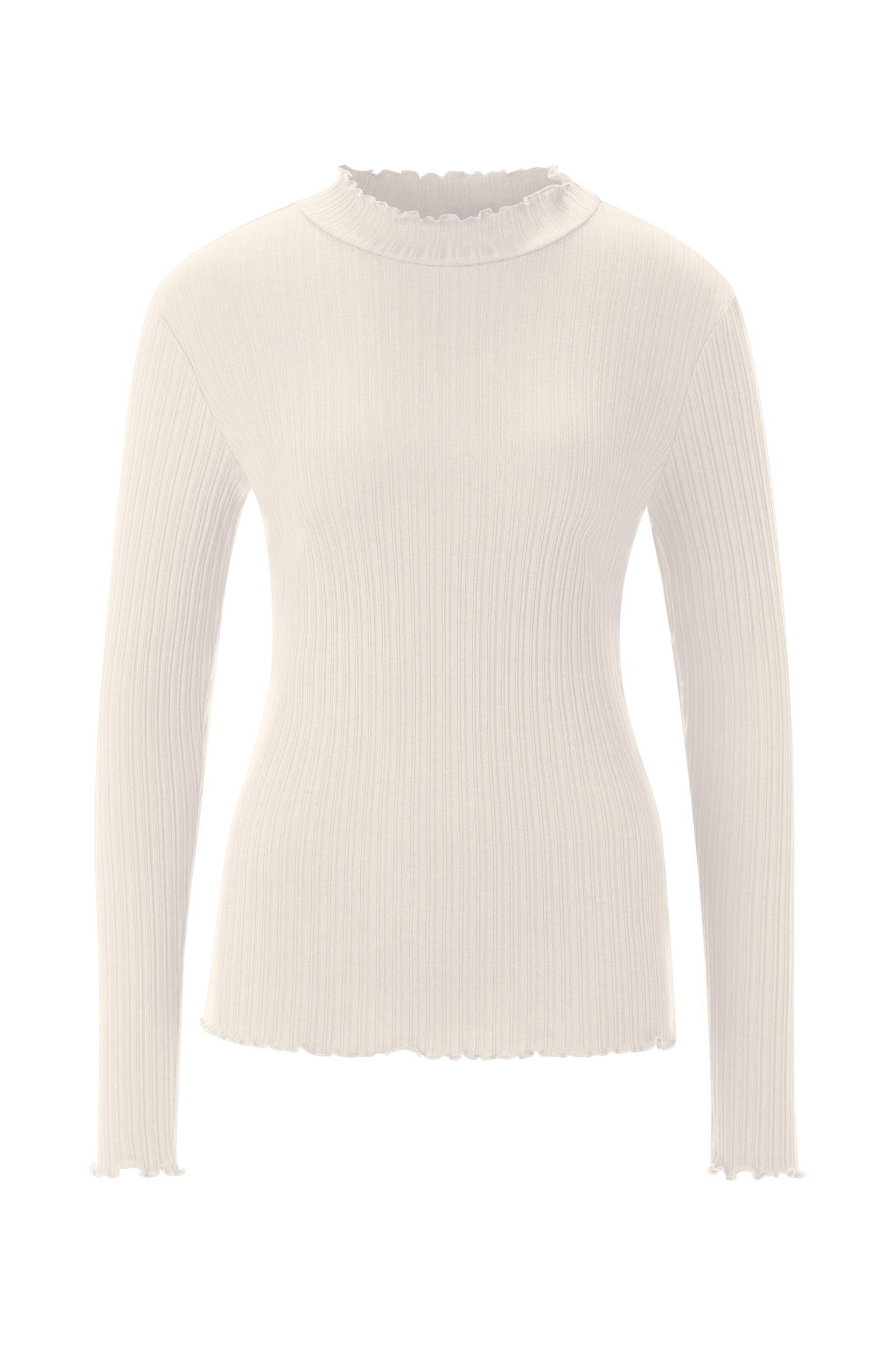 Rich & Royal - Organic Rib Longsleeve Ruffle pearl white - Gr. - S von Rich & Royal