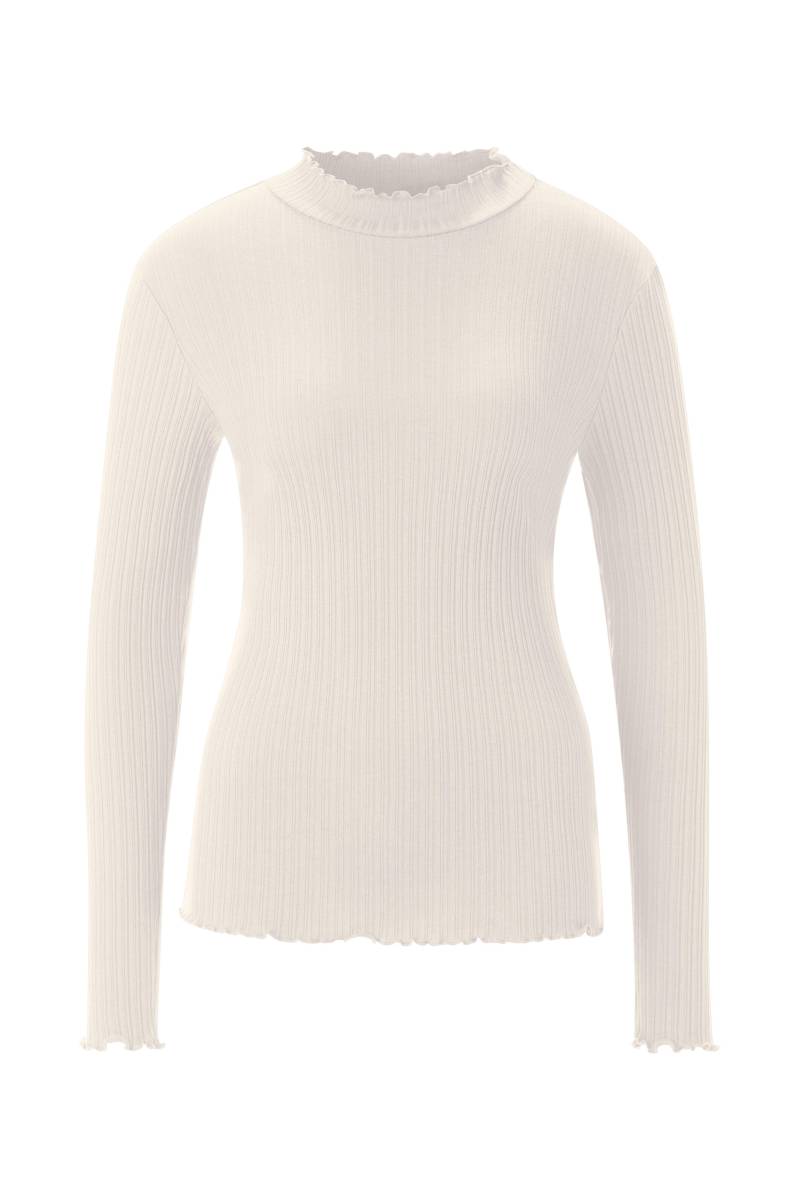 Rich & Royal - Organic Rib Longsleeve Ruffle pearl white - Gr. - S von Rich & Royal