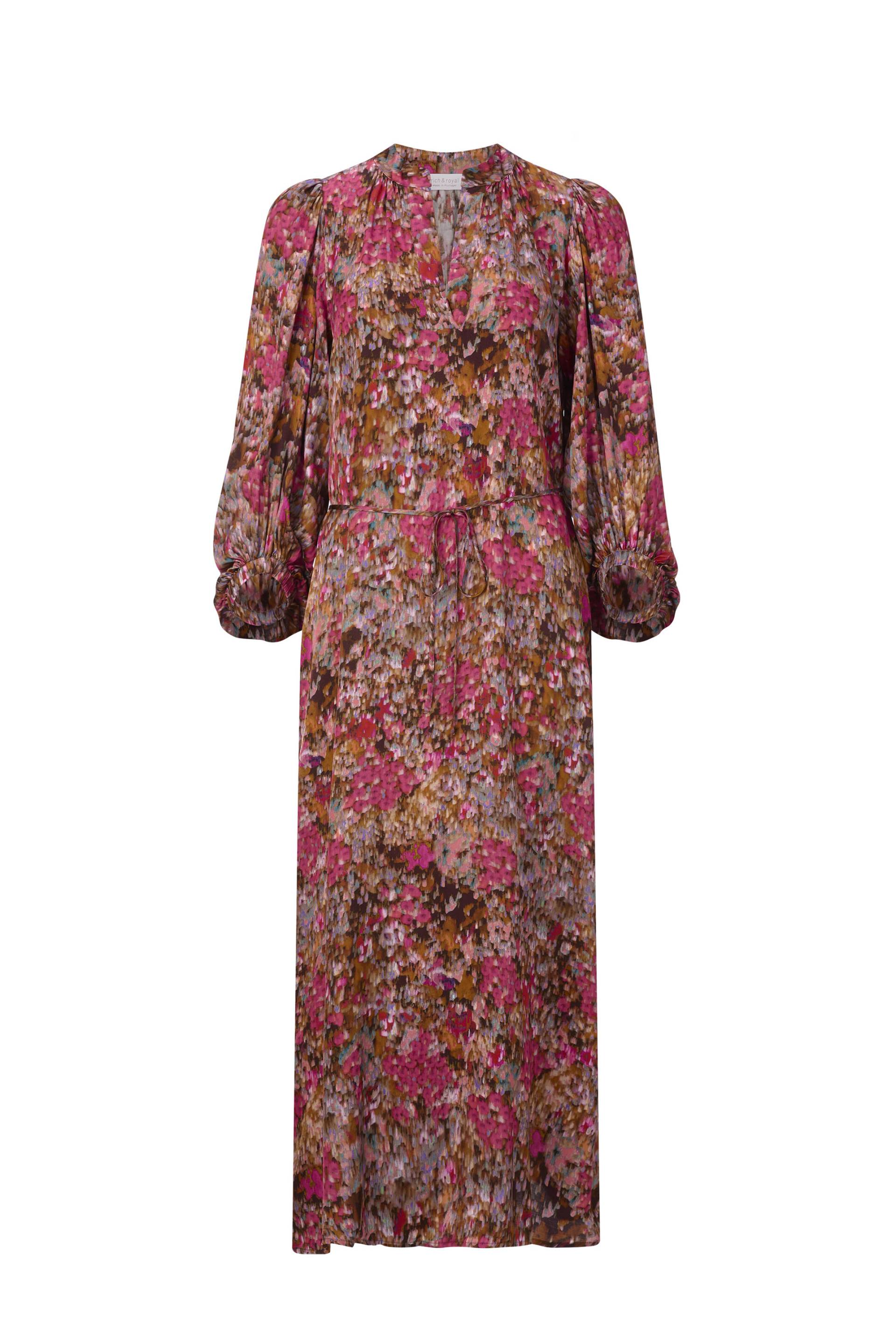 Rich & Royal - Printed Midi Dress with V-Neck ruby glow - Gr. - 36 von Rich & Royal
