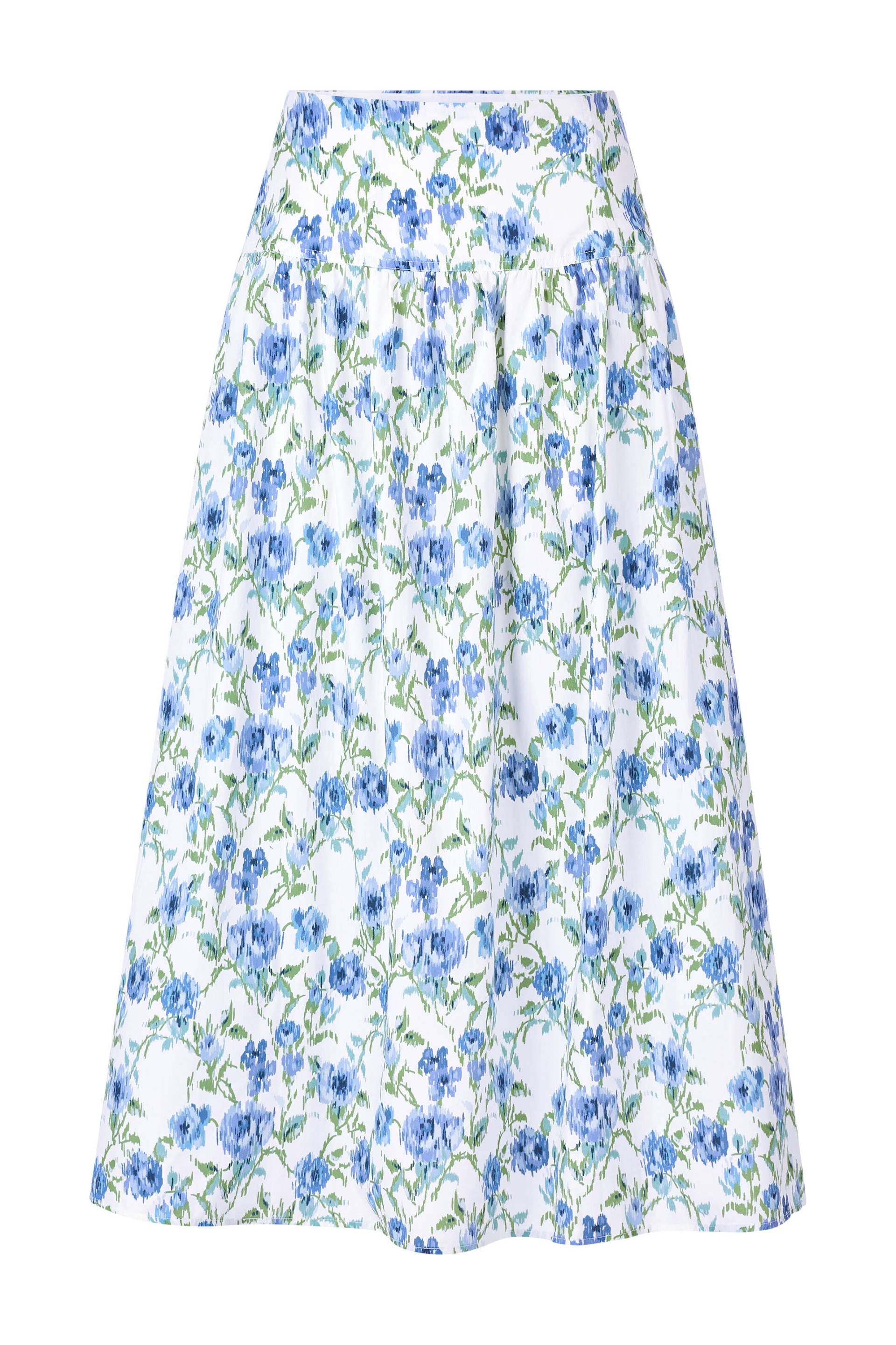 Rich & Royal - Printed cotton midi skirt palace blue - Gr. - 36 von Rich & Royal