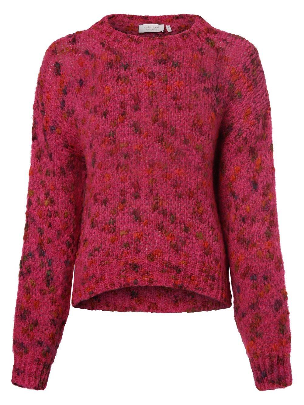 Rich & Royal Pullover Damen Grobstrick Rundhals gemustert, pink von Rich & Royal