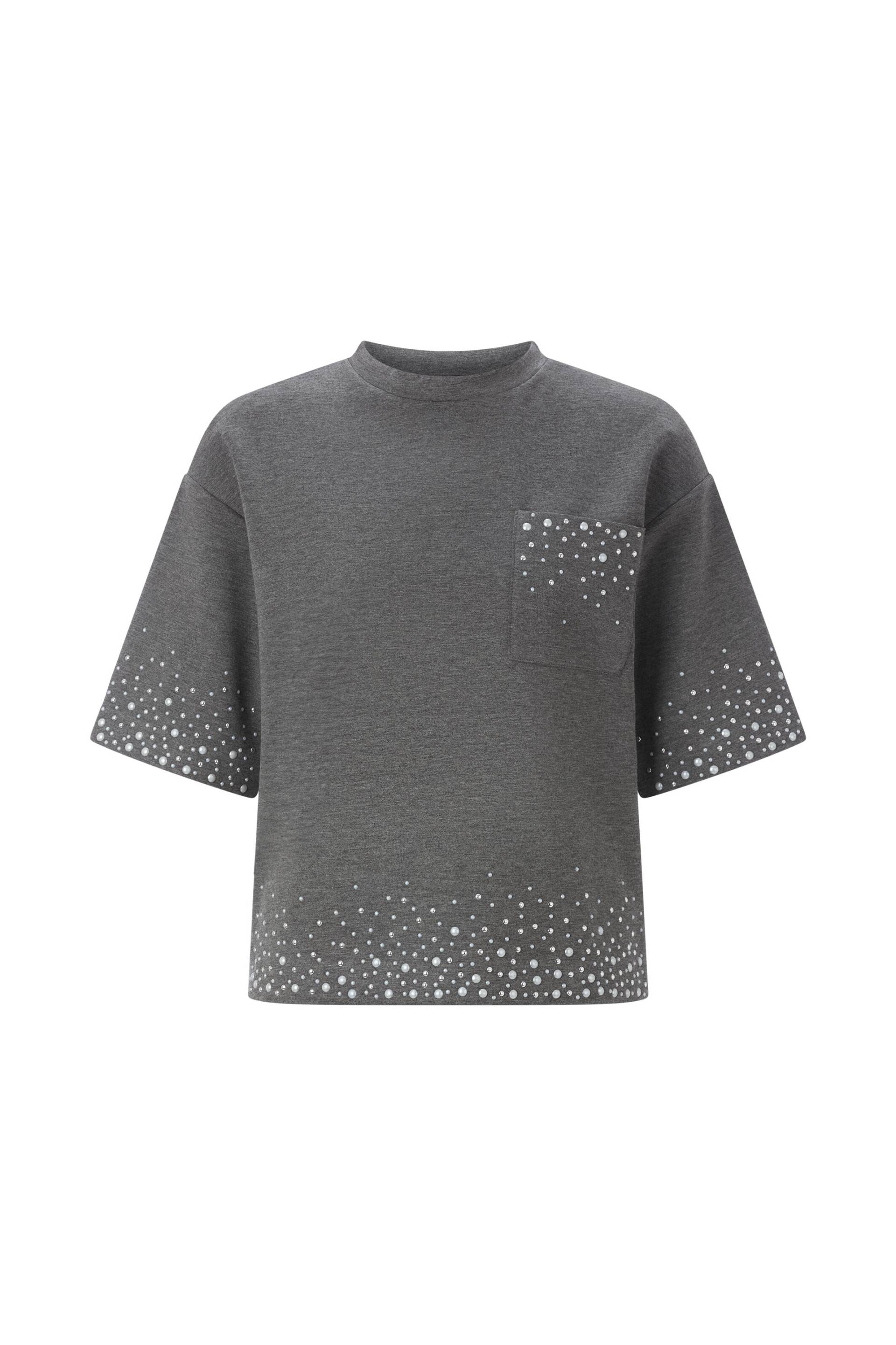 Rich & Royal - Scuba T-Shirt with Strass Appliaction shadow grey - Gr. - L von Rich & Royal