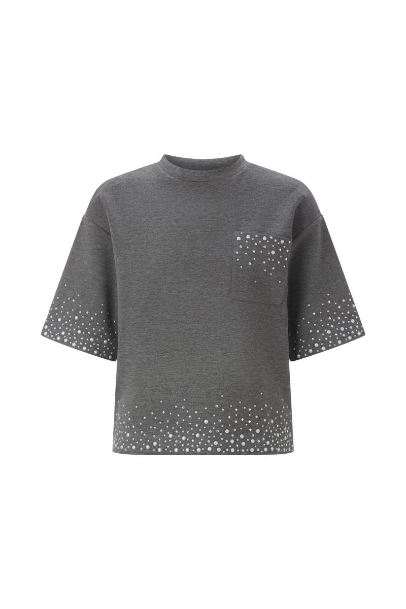 Rich & Royal - Scuba T-Shirt with Strass Appliaction shadow grey - Gr. - L von Rich & Royal