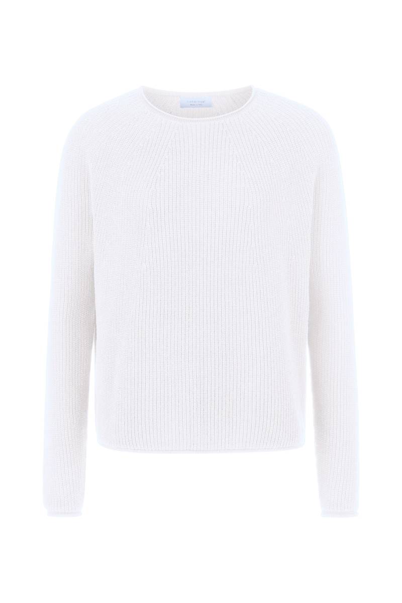 Rich & Royal - Seamless Crew Neck Half Cardigan Organic pearl white - Gr. - M von Rich & Royal