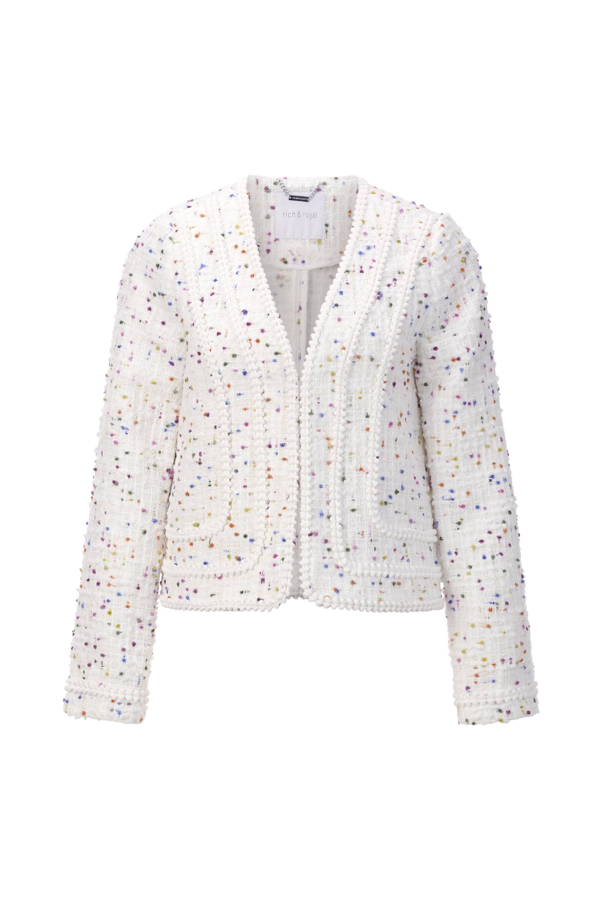 Rich & Royal - Short Boucle Jacket with Deco Tapes pearl white - Gr. - 34 von Rich & Royal