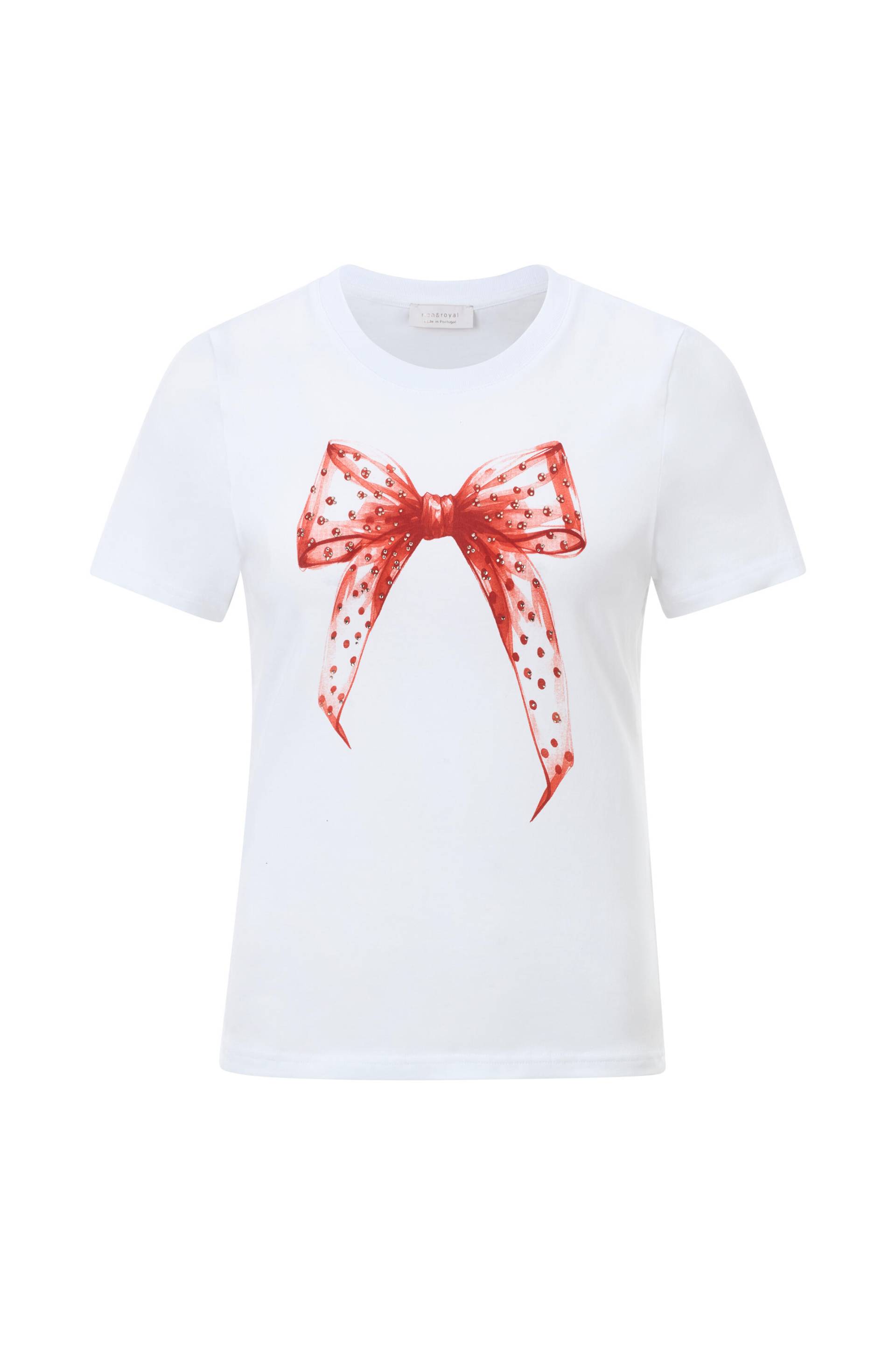 Rich & Royal - Slim Fit T-Shirt bow Organic white - Gr. - XS von Rich & Royal