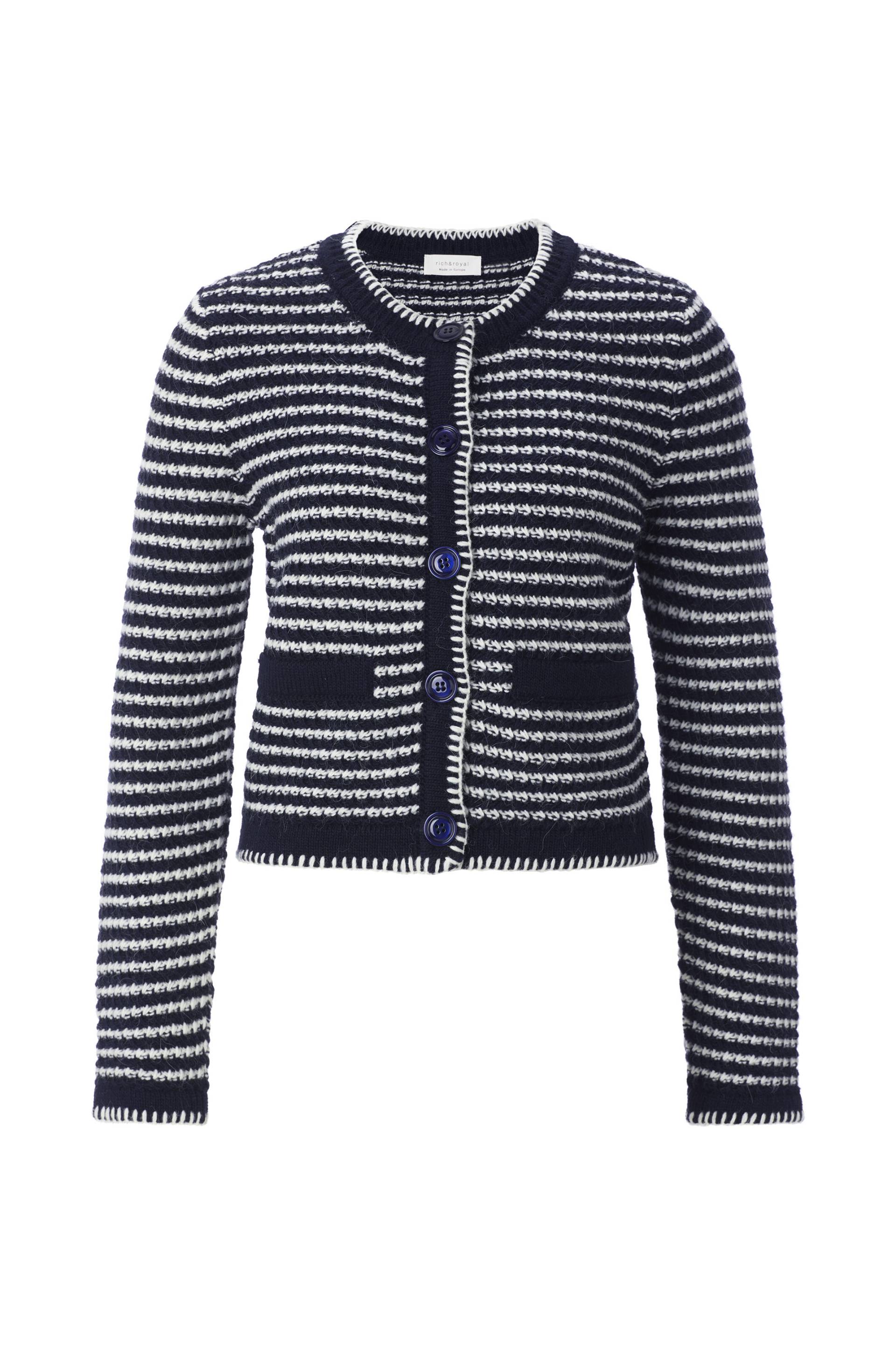 Rich & Royal - Striped Cardigan midnight blue - Gr. - L von Rich & Royal