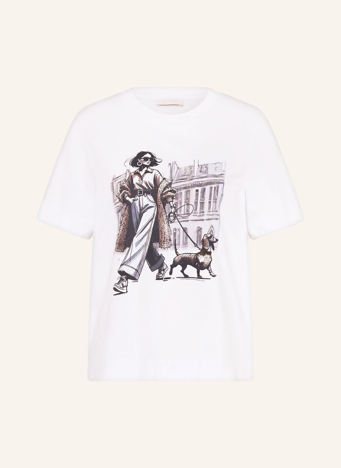 Rich & Royal T-Shirt Mit Schmucksteinen weiss von Rich & Royal
