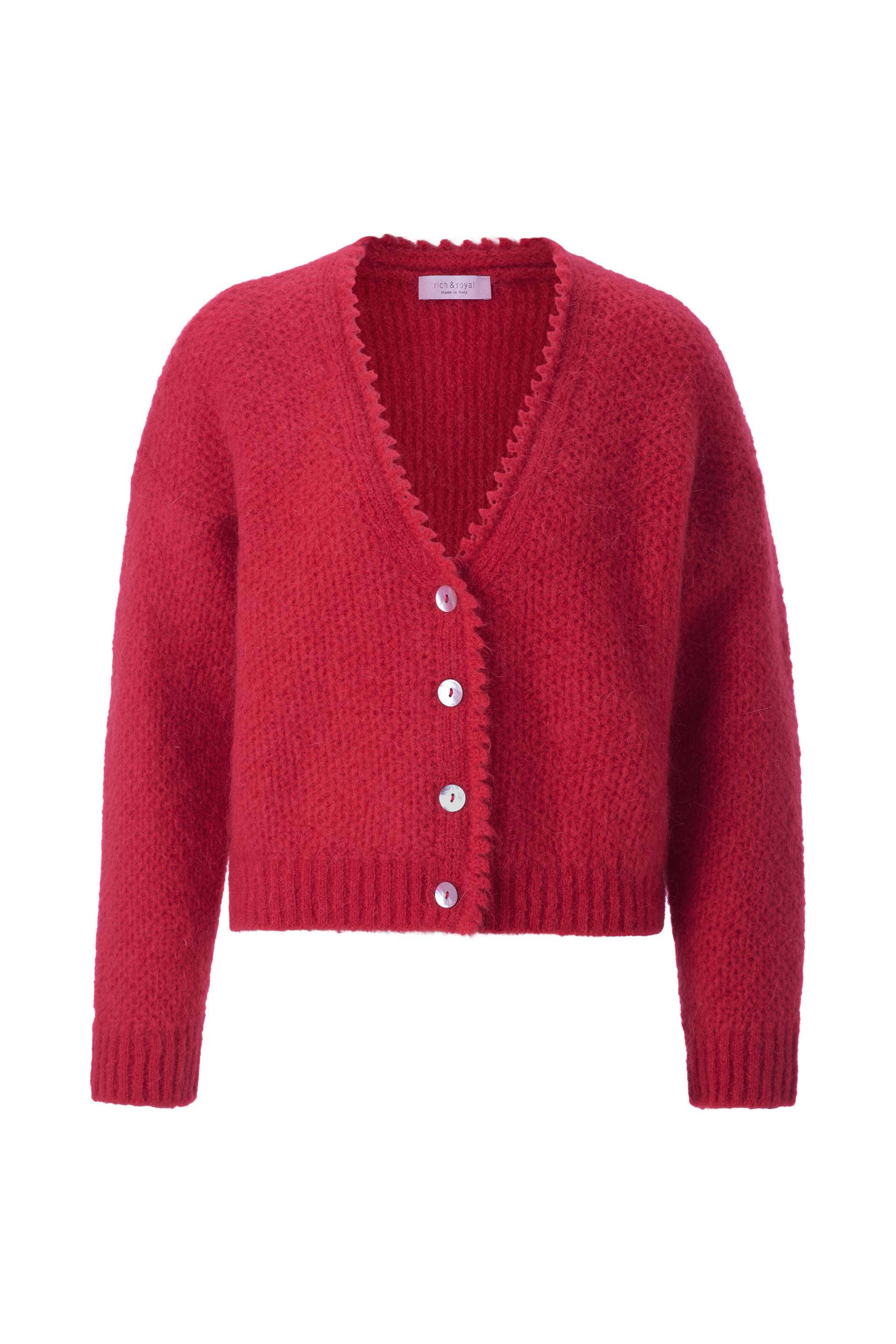 Rich & Royal - V-Neck Cardigan Tuck Stitch holiday red - Gr. - XS von Rich & Royal