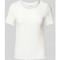 Rich & Royal T-Shirt mit geripptem Rundhalsausschnitt in Offwhite, Größe L von Rich & Royal
