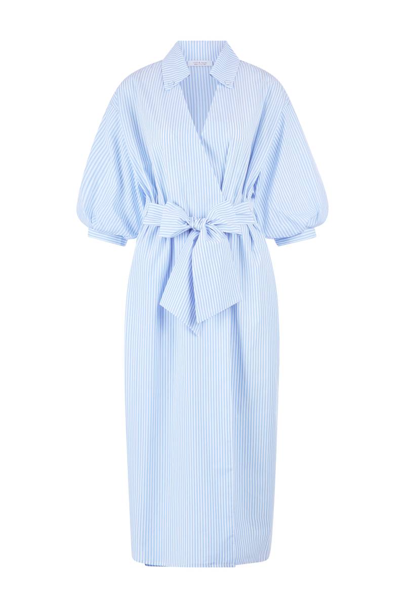 Rich & Royal - cotton midi dress with puff sleeves skyway blue - Gr. - 38 von Rich & Royal