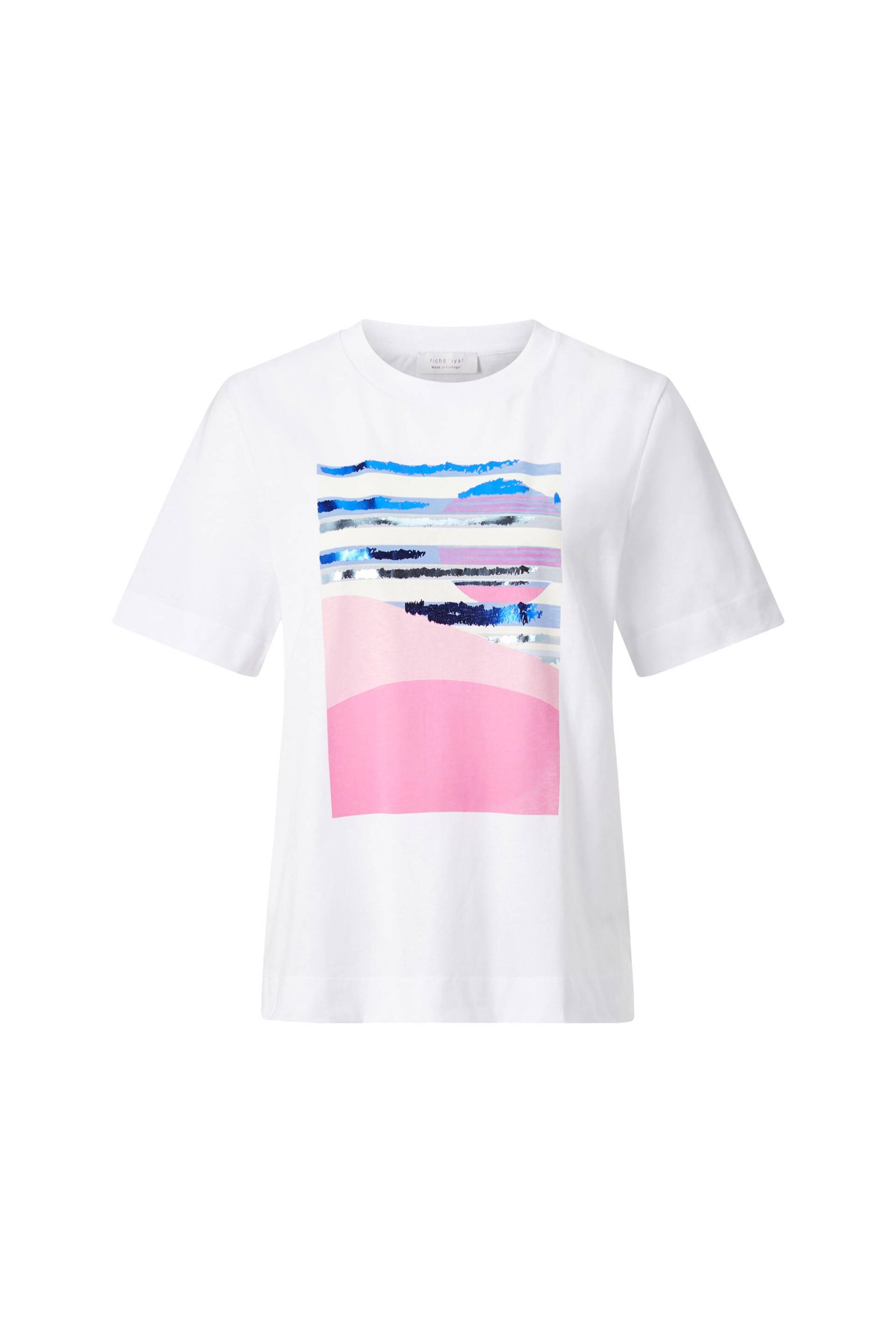 Rich & Royal - easy fit T-Shirt sunset print organic white - Gr. - M von Rich & Royal