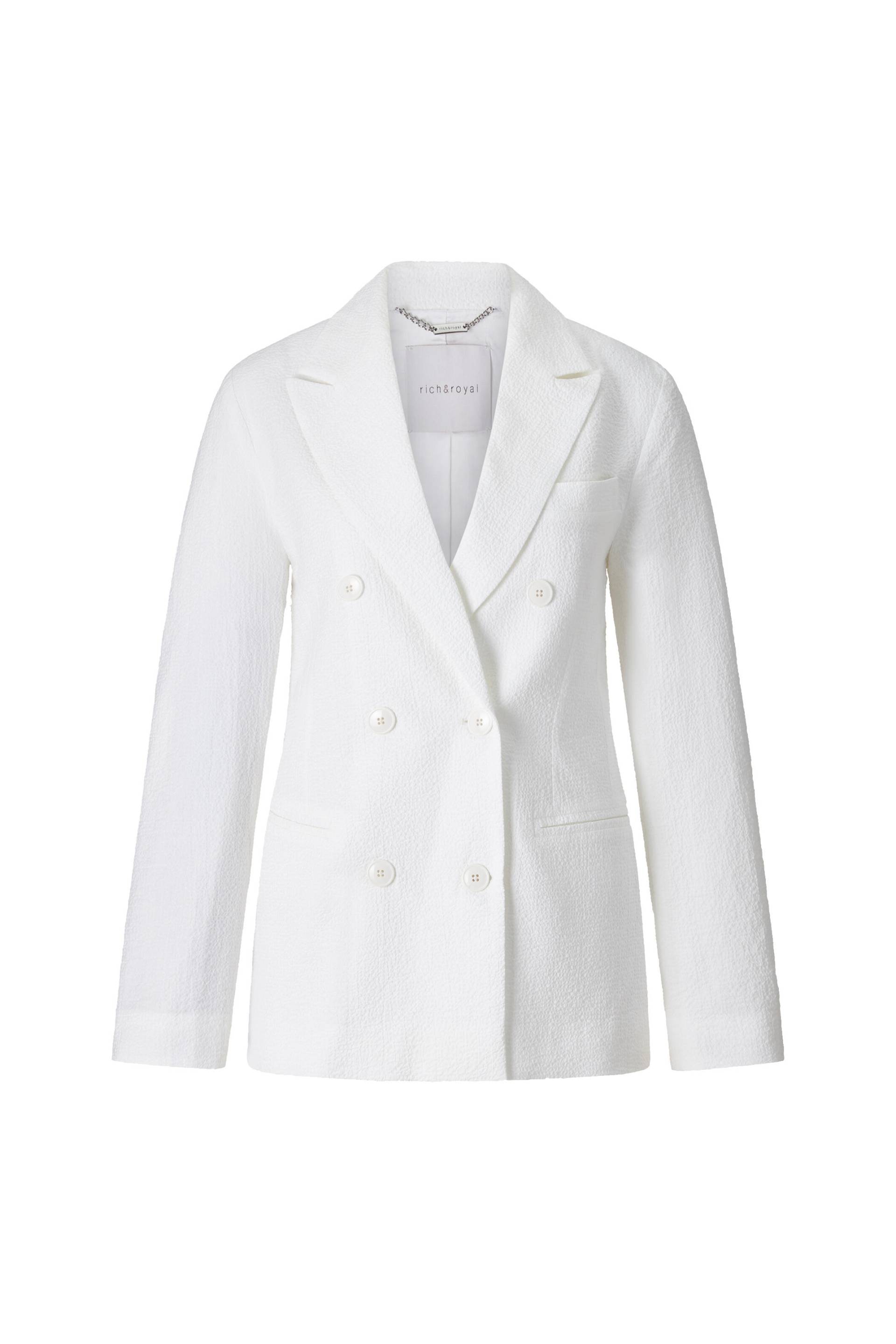 Rich & Royal - seersucker double breasted blazer organic white - Gr. - 40 von Rich & Royal
