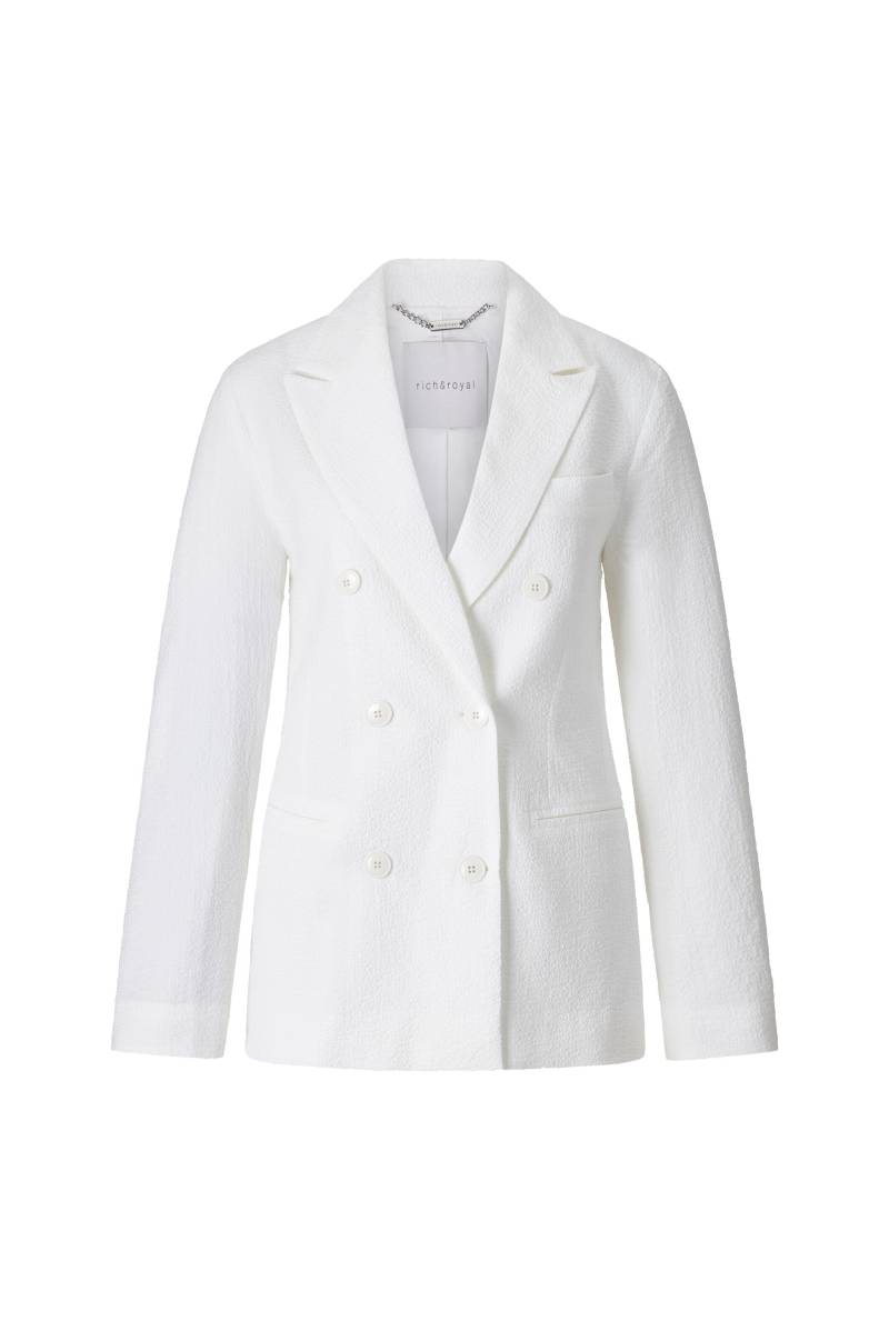 Rich & Royal - seersucker double breasted blazer organic white - Gr. - 40 von Rich & Royal