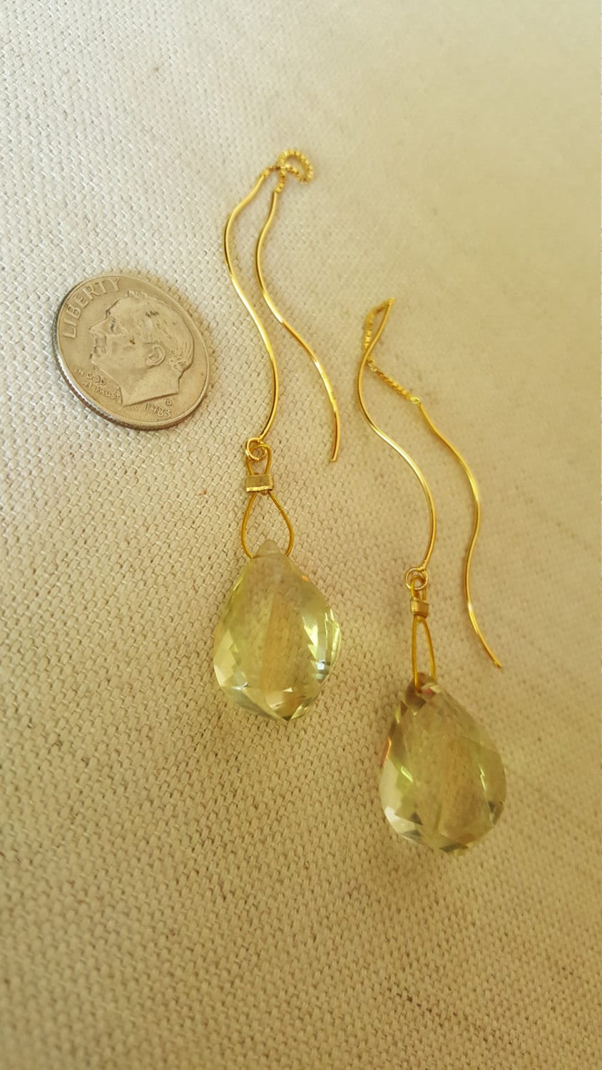 Lemon Quarz Und Vermeil 4" Wellig Bar Ohr Threads Mit Feld-Kette-Anschluss Lemon Quarz Und Vermeil 4" Wellig Bar Ohr Threads Mit Feld-Kette-Anschluss von RichUrbanGirl
