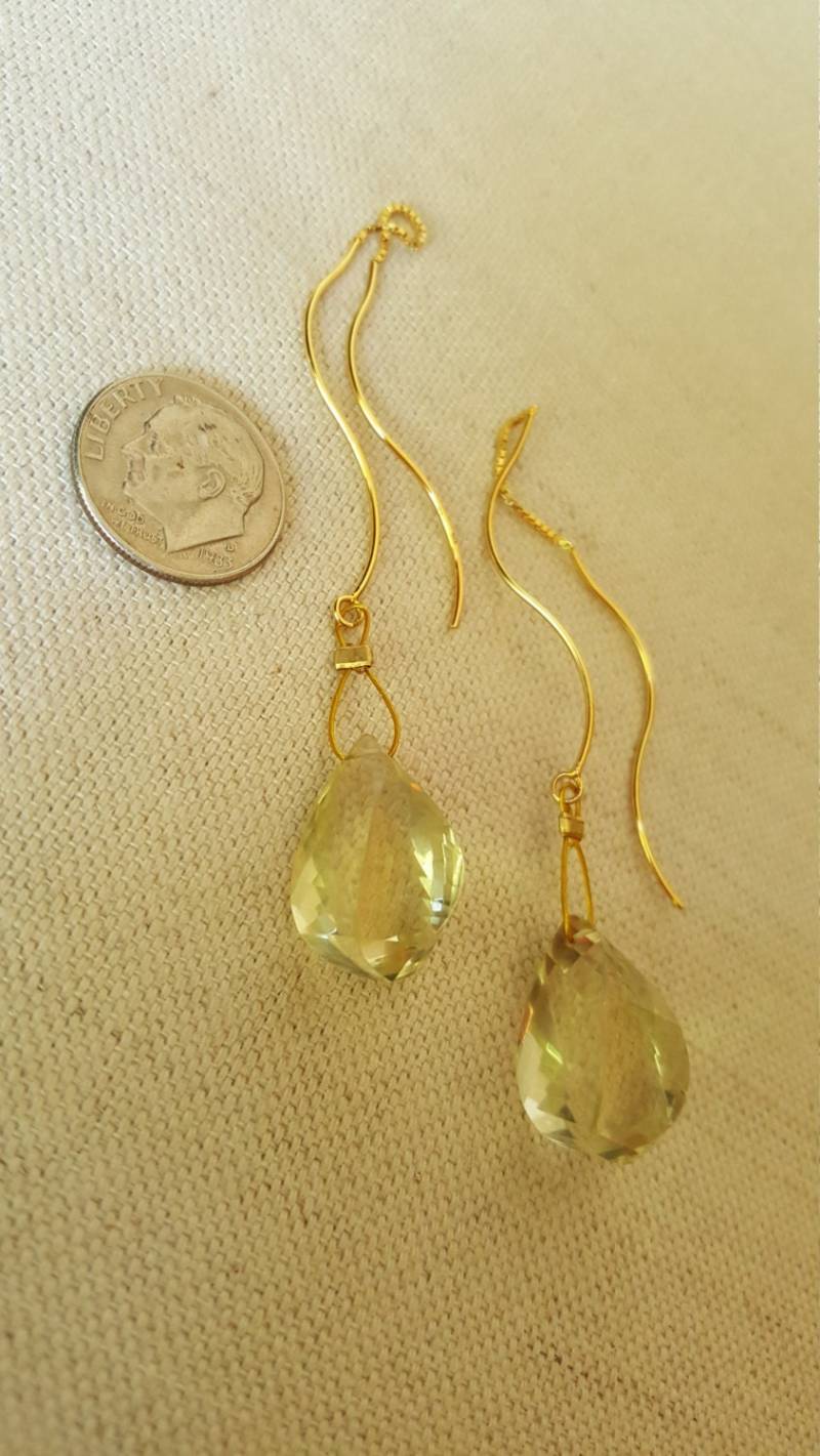 Lemon Quarz Und Vermeil 4" Wellig Bar Ohr Threads Mit Feld-Kette-Anschluss Lemon Quarz Und Vermeil 4" Wellig Bar Ohr Threads Mit Feld-Kette-Anschluss von RichUrbanGirl
