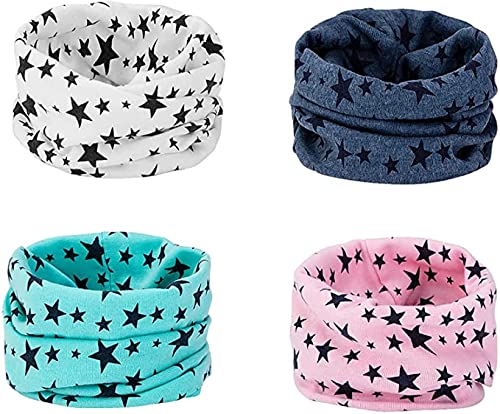 Richaa 4 Stücke Kinder Schal Baumwolle O Ring Neck Warmer Loop Halstuch Schals für Baby Jungen Mädchen von Richaa