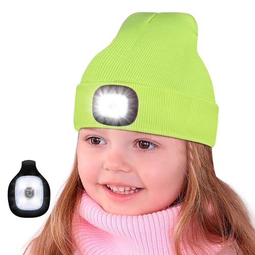 Richaa Geschenke für Kinder Weihnachten Mütze mit LED Licht Kinder Wiederaufladbar LED Strickmütze Wintermütze Beanie Lustige Kleine Geschenke für Mädchen Jungen von Richaa