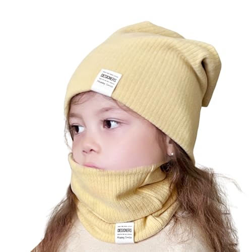 Richaa Herbst Kinder Mütze & Loop Schal Set Mode Frühling Baumwolle Beanie Halstuch Mädchen Jungen von Richaa