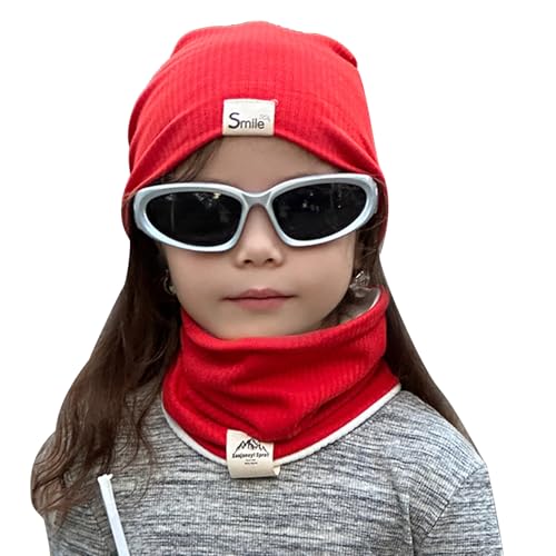 Richaa Herbst Kinder Mütze & Loop Schal Set Mode Frühling Baumwolle Beanie Halstuch Mädchen Jungen von Richaa