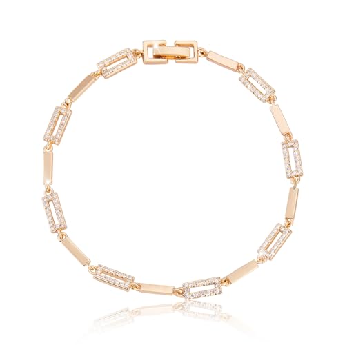 Richapex Armband Damen Gold Infinity Tennis Armband 18K Gold Tennis Armbänder Bracelet Schmuck Geschenke für Damen Mädchen (Rechteck) von Richapex