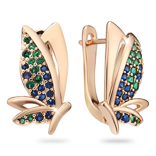 Richapex ohrstecker gold, ohrringe schmetterling, ohrringes rosegold, geschenk freundin, gold schmuck, geburtstagsgeschenk für frauen(grüner) von Richapex