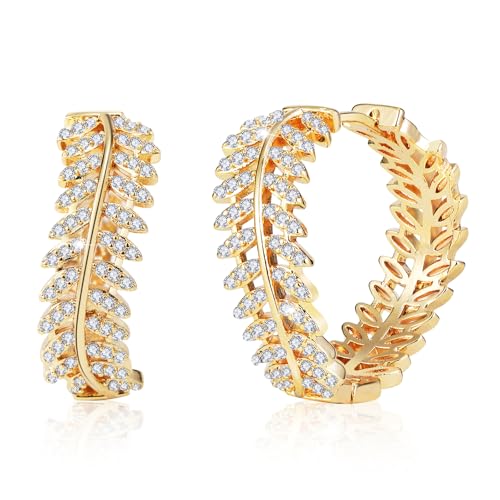 Richapex Gold Ohrringe Damen 18K Gold Cerolen Ohrringe Hoop für Damen Ohrring Stecker mit Zirkonia von Richapex