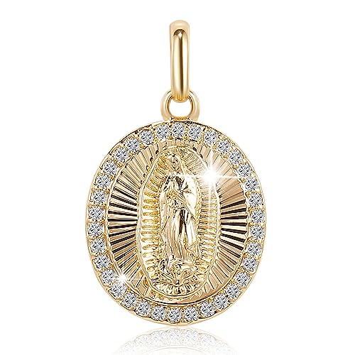 Richapex Madonna Milagrosa Gold-Anhänger 18K Gold beschichtet Anhänger für Damen und Herren Abbild der Mutter Jesu Goldschmuck von Richapex