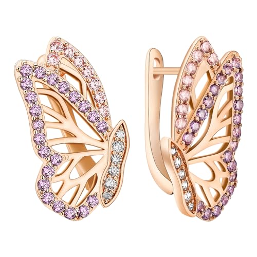 Richapex Ohrringe Gold Schmetterling für Frauen Gold Hoop Ohrringes, Rosegold Huggie Hoop Schmusk Trendy Geburtstag, ohrringe rosegold von Richapex