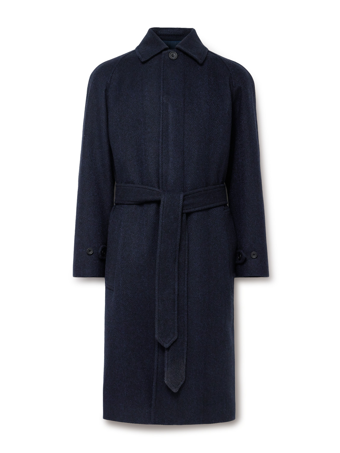 Richard James - Belted Herringbone Alpaca-Blend Tweed Coat - Men - Blue - UK/US 36 von Richard James