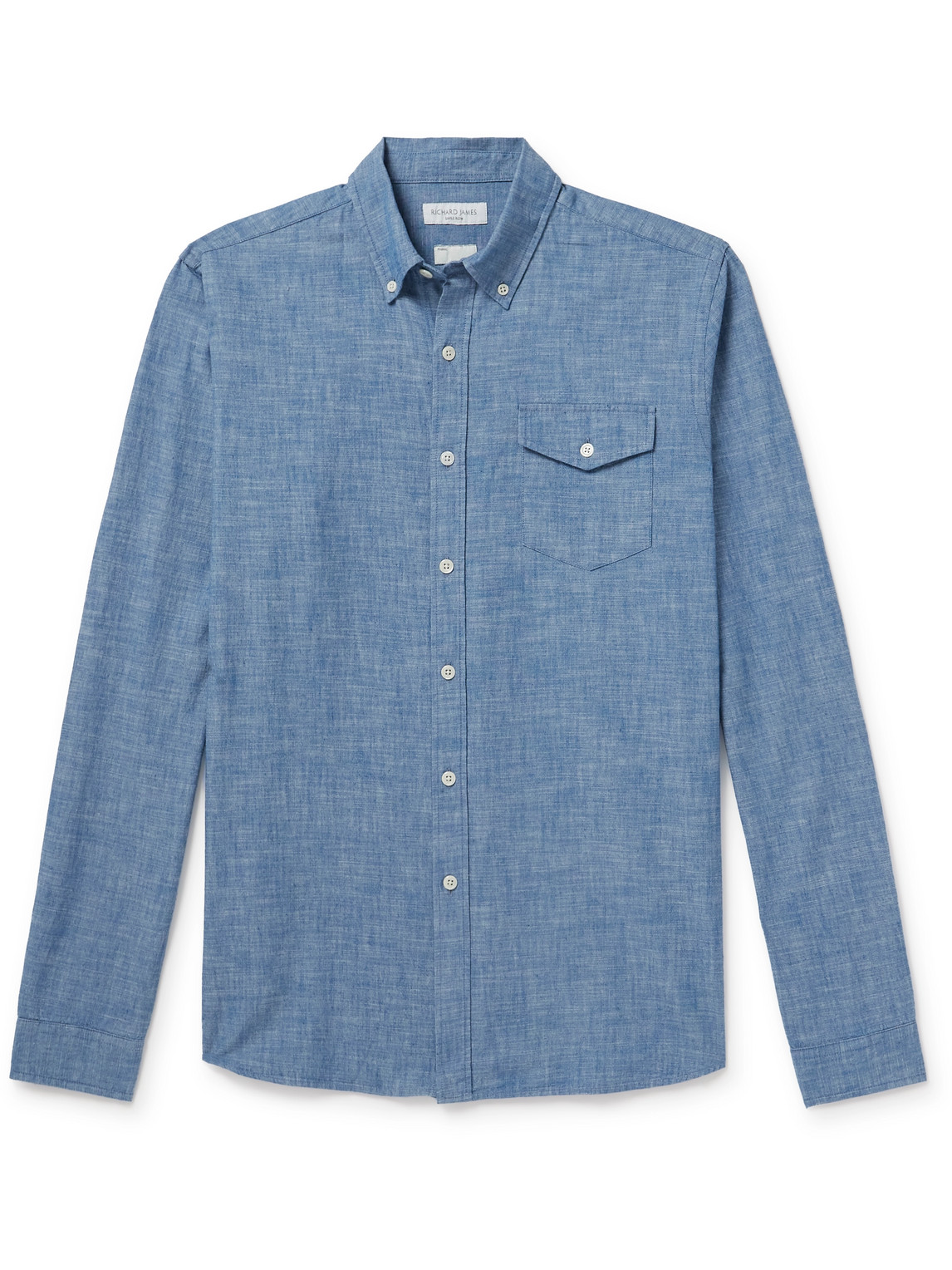 Richard James - Button-Down Collar Slub Cotton Shirt - Men - Blue - L von Richard James