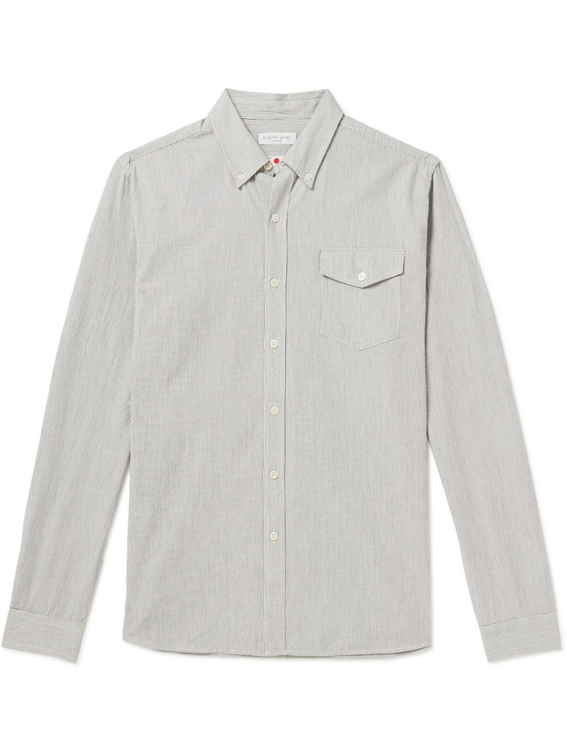 Richard James - Button-Down Collar Striped Cotton, Linen and Ramie-Blend Shirt - Men - Gray - L von Richard James