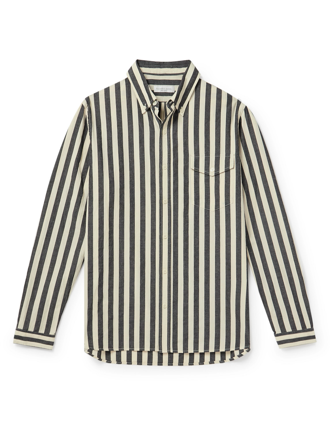 Richard James - Button-Down Collar Striped Slub Cotton Oxford Shirt - Men - Neutrals - L von Richard James