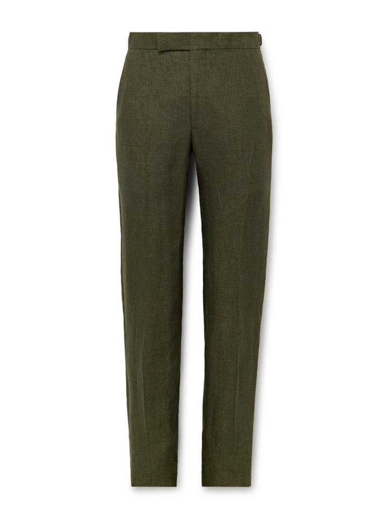 Richard James - Chapman Slim-Fit Straight-Leg Linen Suit Trousers - Men - Green - UK/US 32 von Richard James