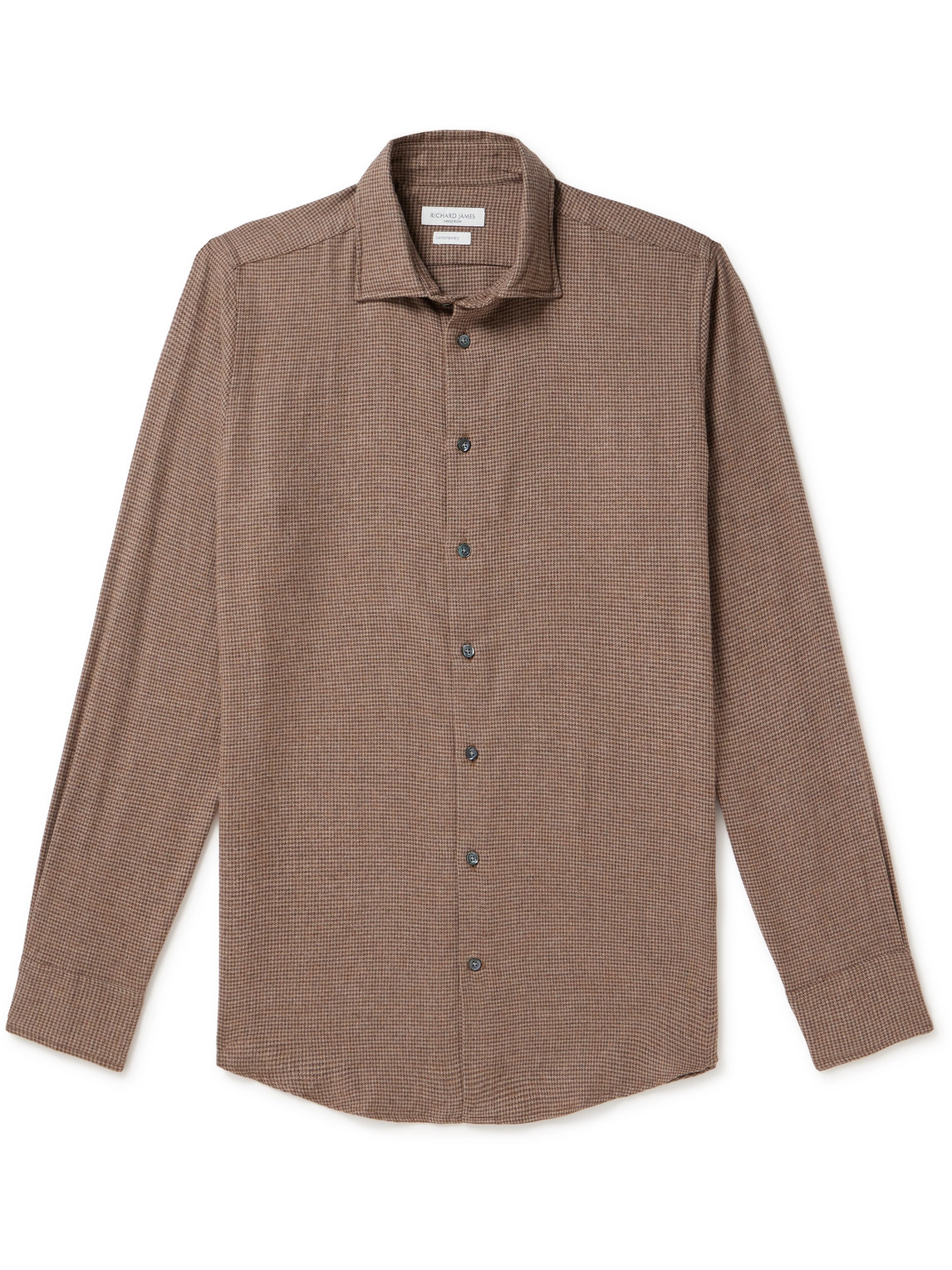 Richard James - Puppytooth Cotton-Flannel Shirt - Men - Brown - UK/US 15.5 von Richard James